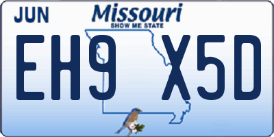 MO license plate EH9X5D