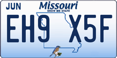 MO license plate EH9X5F