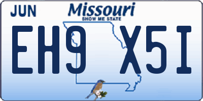 MO license plate EH9X5I