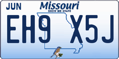 MO license plate EH9X5J