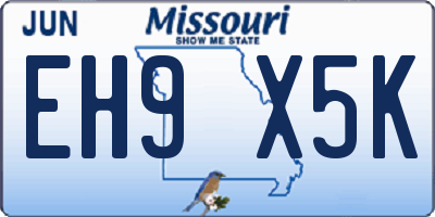MO license plate EH9X5K
