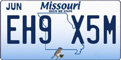 MO license plate EH9X5M