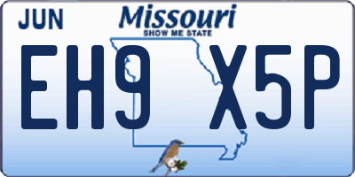 MO license plate EH9X5P