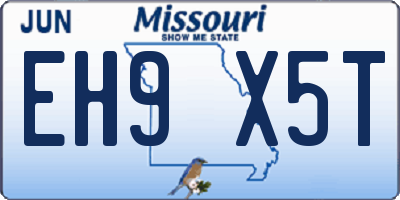 MO license plate EH9X5T
