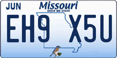 MO license plate EH9X5U
