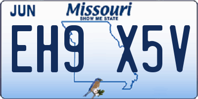 MO license plate EH9X5V