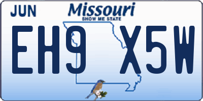 MO license plate EH9X5W