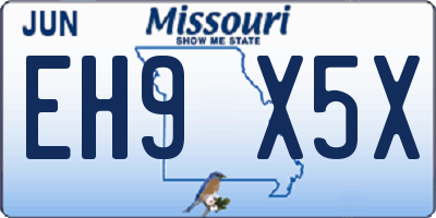 MO license plate EH9X5X