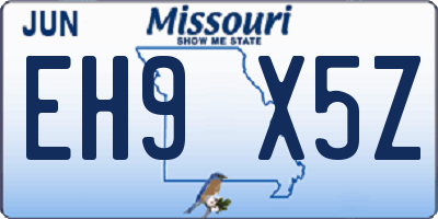 MO license plate EH9X5Z
