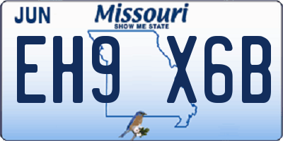 MO license plate EH9X6B