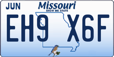 MO license plate EH9X6F