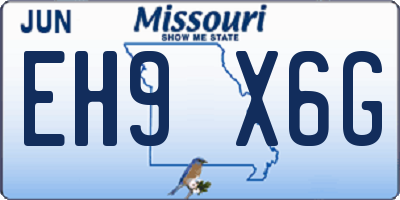 MO license plate EH9X6G