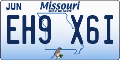 MO license plate EH9X6I