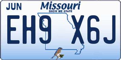 MO license plate EH9X6J