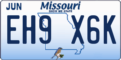 MO license plate EH9X6K