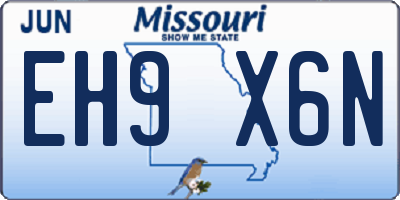 MO license plate EH9X6N