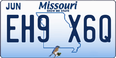 MO license plate EH9X6Q