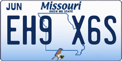 MO license plate EH9X6S