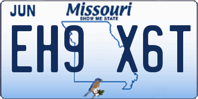 MO license plate EH9X6T
