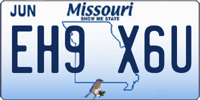 MO license plate EH9X6U