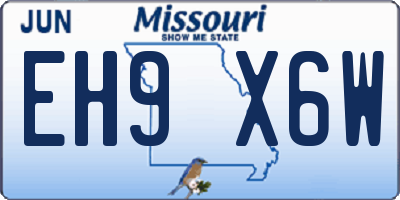 MO license plate EH9X6W