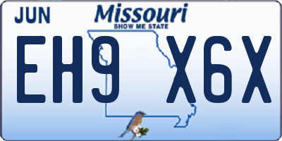 MO license plate EH9X6X