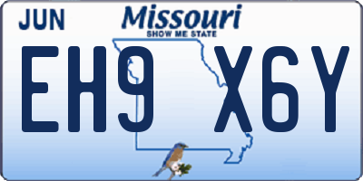MO license plate EH9X6Y