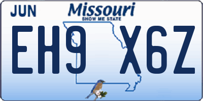 MO license plate EH9X6Z