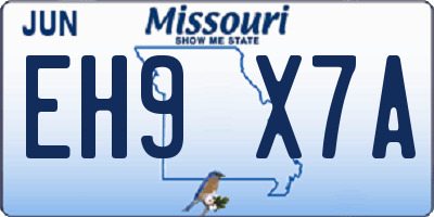 MO license plate EH9X7A