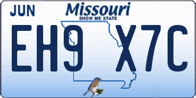 MO license plate EH9X7C