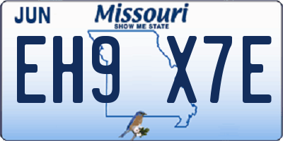 MO license plate EH9X7E