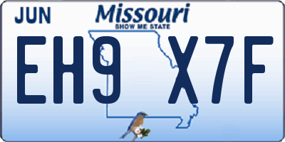 MO license plate EH9X7F