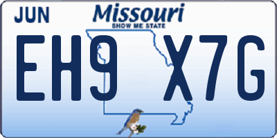 MO license plate EH9X7G