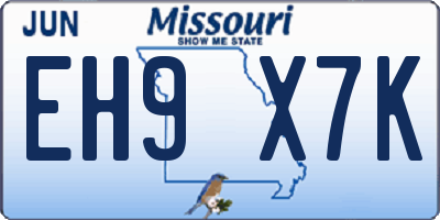 MO license plate EH9X7K