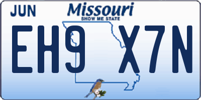 MO license plate EH9X7N