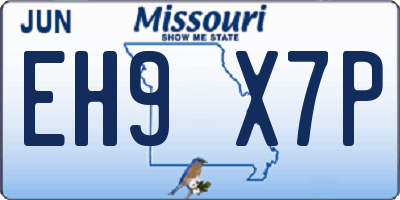 MO license plate EH9X7P