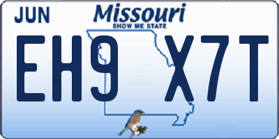 MO license plate EH9X7T