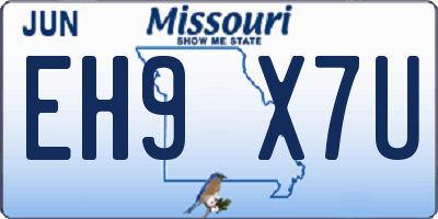 MO license plate EH9X7U
