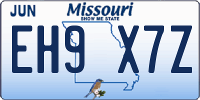 MO license plate EH9X7Z
