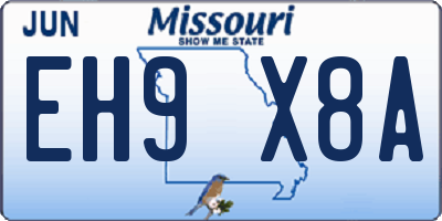 MO license plate EH9X8A