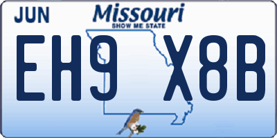 MO license plate EH9X8B