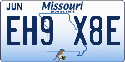 MO license plate EH9X8E
