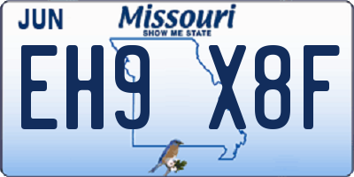 MO license plate EH9X8F
