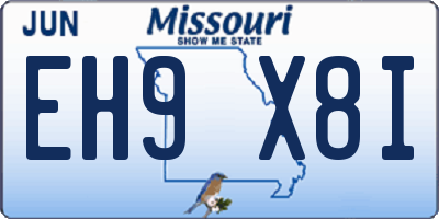 MO license plate EH9X8I