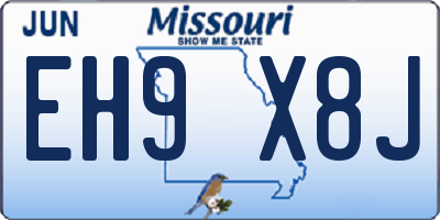 MO license plate EH9X8J