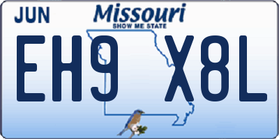 MO license plate EH9X8L