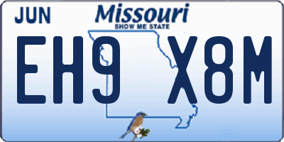 MO license plate EH9X8M