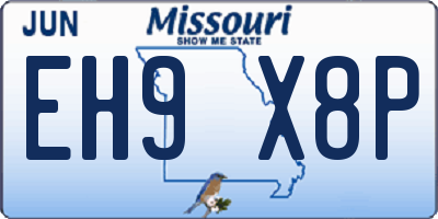 MO license plate EH9X8P