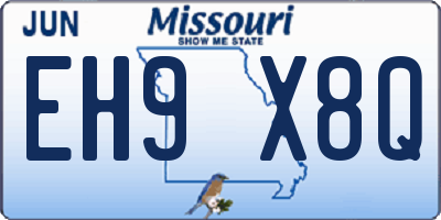 MO license plate EH9X8Q