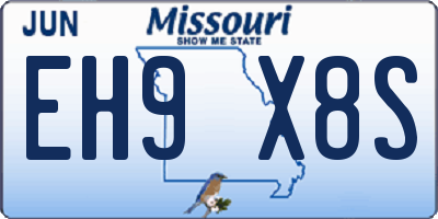 MO license plate EH9X8S